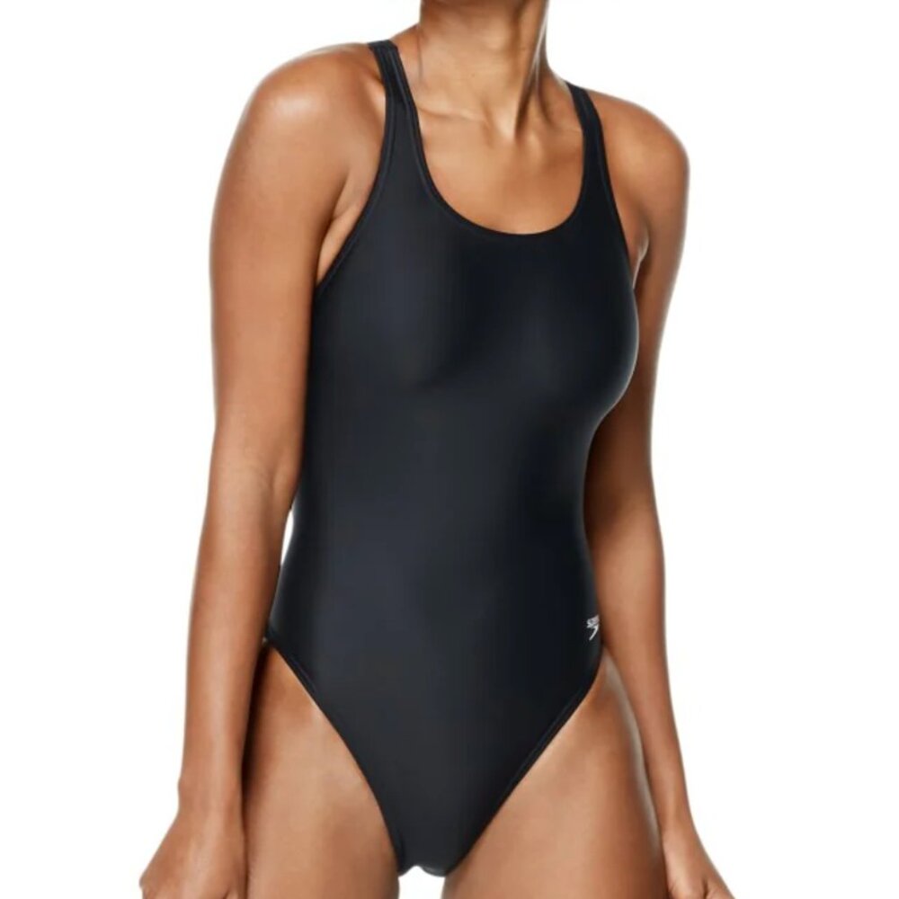 NWT (36) WOMEN'S Black Super Pro Back Solid One Piece